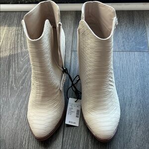 Maurices Textured Cream Ankle Booties